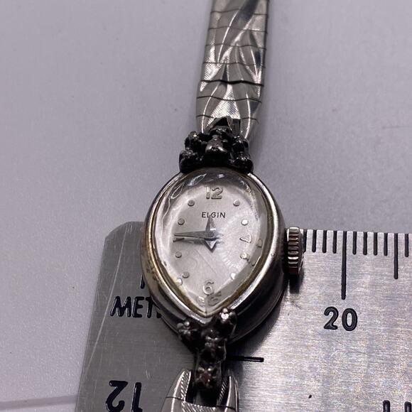 Elgin 10k Gold Filled Case Diamond Vintage Womens Watch Works Running Diamonds main image 5